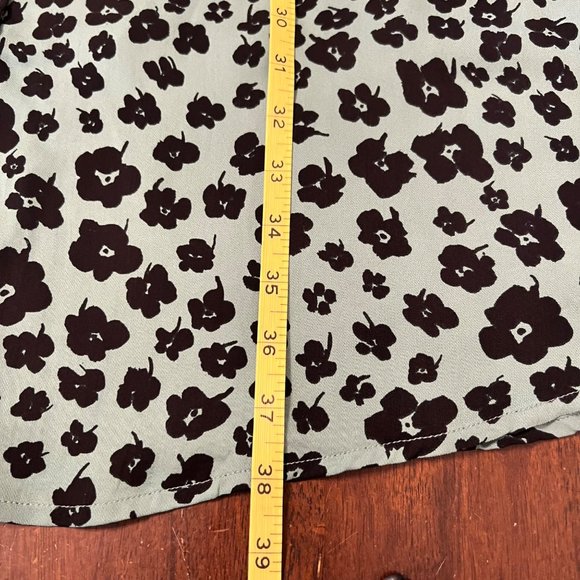 FABIENNE CHAPOT Anthro‎ Green Floral Tie Waist Viscose Shirt Dress Sz Large - Picture 11 of 11